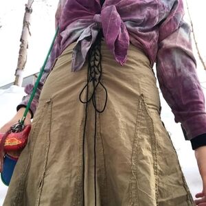 Lace Up Pleated Skirt